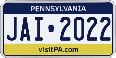 PA license plate JAI2022