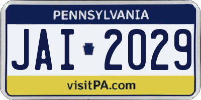 PA license plate JAI2029