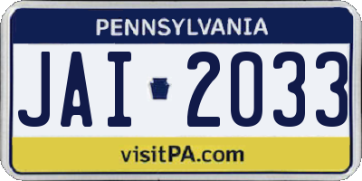 PA license plate JAI2033