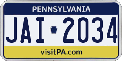 PA license plate JAI2034