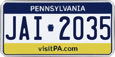 PA license plate JAI2035