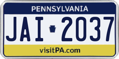 PA license plate JAI2037