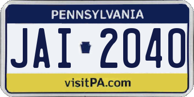 PA license plate JAI2040