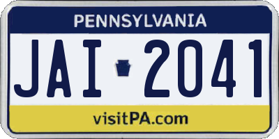 PA license plate JAI2041