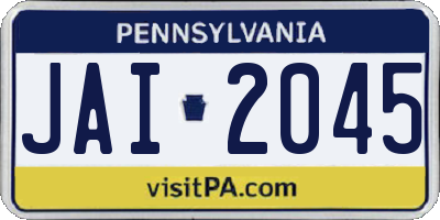 PA license plate JAI2045