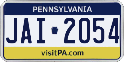 PA license plate JAI2054
