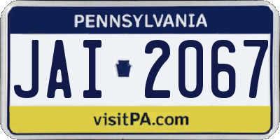 PA license plate JAI2067