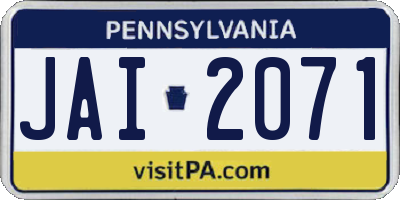 PA license plate JAI2071