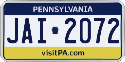 PA license plate JAI2072