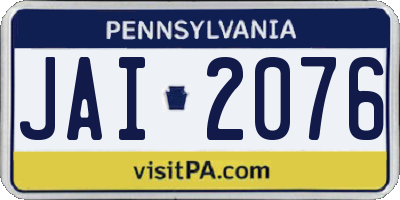 PA license plate JAI2076