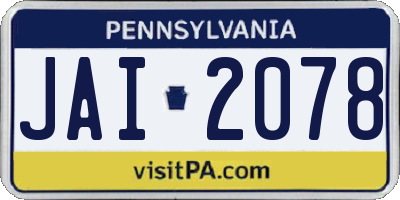 PA license plate JAI2078