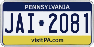 PA license plate JAI2081