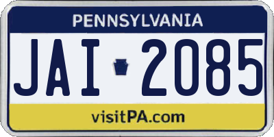 PA license plate JAI2085