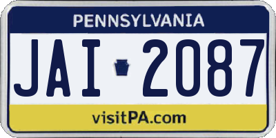 PA license plate JAI2087