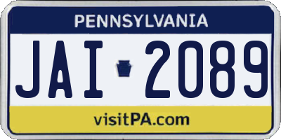 PA license plate JAI2089