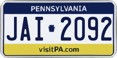 PA license plate JAI2092