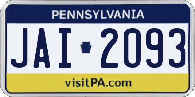 PA license plate JAI2093