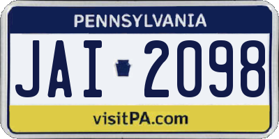 PA license plate JAI2098