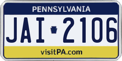 PA license plate JAI2106
