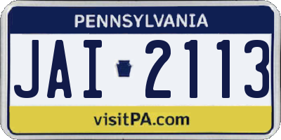 PA license plate JAI2113