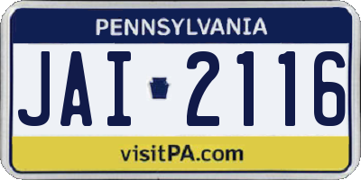 PA license plate JAI2116