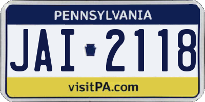 PA license plate JAI2118