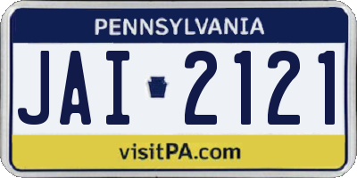 PA license plate JAI2121