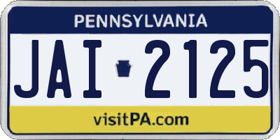 PA license plate JAI2125