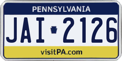 PA license plate JAI2126