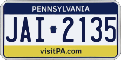 PA license plate JAI2135