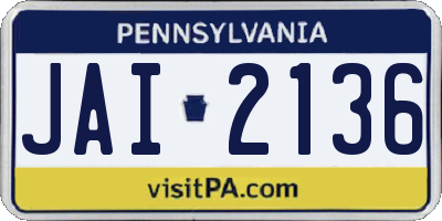 PA license plate JAI2136