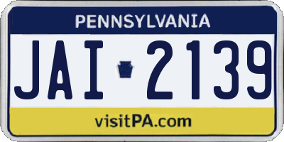 PA license plate JAI2139