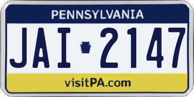 PA license plate JAI2147