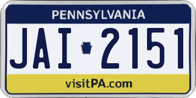 PA license plate JAI2151