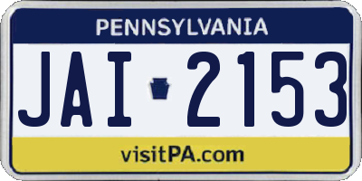 PA license plate JAI2153