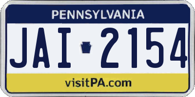 PA license plate JAI2154