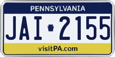 PA license plate JAI2155