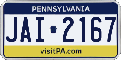 PA license plate JAI2167