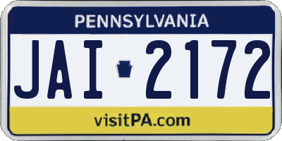 PA license plate JAI2172