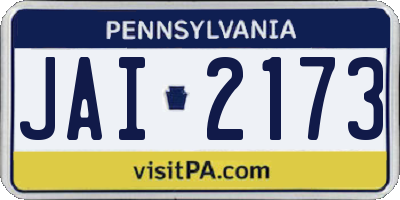 PA license plate JAI2173