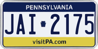 PA license plate JAI2175