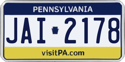 PA license plate JAI2178