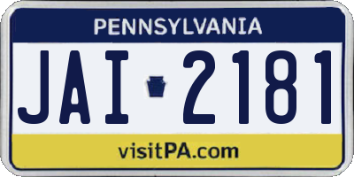 PA license plate JAI2181