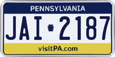 PA license plate JAI2187