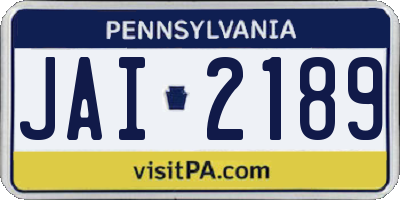 PA license plate JAI2189