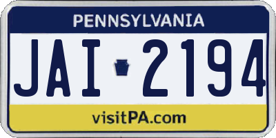 PA license plate JAI2194