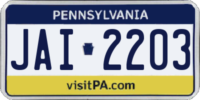 PA license plate JAI2203