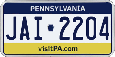 PA license plate JAI2204