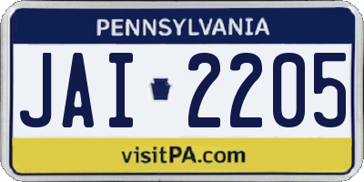 PA license plate JAI2205