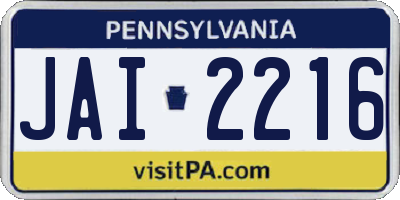 PA license plate JAI2216